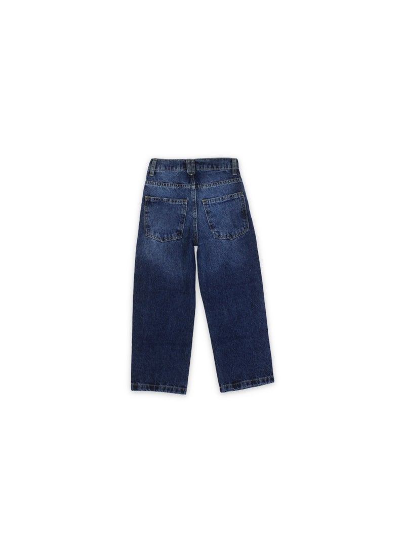 Pompelo Boys Cotton Denim Pants – Dark Blue - Image 2