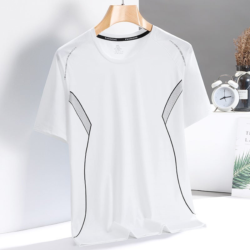 Ice Silk T-Shirt Men'S Quick-Drying Short-Sleeved T-Shirt Summer High-Elastic Ice-Feel Breathable Middle-Aged Tops Factory - Image 5
