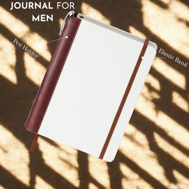 SETTINIÂ® Lined Journal - Modern White Journal for Writing Gift Set - Hardcover Vegan Leather, Includes Luxury Pen in a Unique Pen Holder, 192 Pages, 6 x 8.5 inches, Christmas Gifts - Image 5