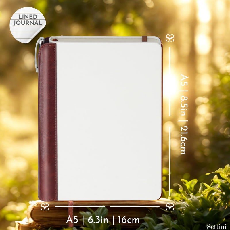 SETTINIÂ® Lined Journal - Modern White Journal for Writing Gift Set - Hardcover Vegan Leather, Includes Luxury Pen in a Unique Pen Holder, 192 Pages, 6 x 8.5 inches, Christmas Gifts - Image 3