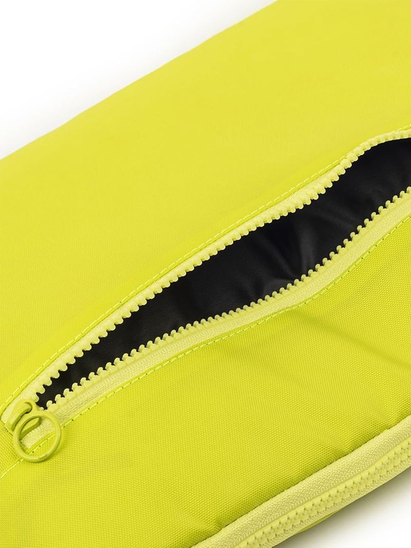 QIPS 14-Inch Laptop Sleeve – Slim PU-Coated Water-Resistant Case with Foam Padding & Front Pocket – Fits MacBook, Dell, Lenovo, HP – Lightweight Sleeve for Work, School & Travel (Neon Green) - Image 4