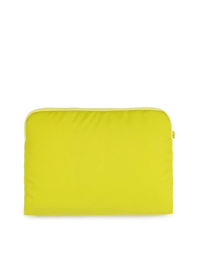 QIPS 14-Inch Laptop Sleeve – Slim PU-Coated Water-Resistant Case with Foam Padding & Front Pocket – Fits MacBook, Dell, Lenovo, HP – Lightweight Sleeve for Work, School & Travel (Neon Green) - Image 2