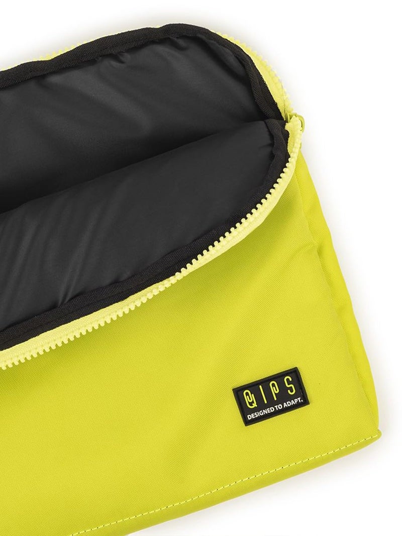 QIPS 14-Inch Laptop Sleeve – Slim PU-Coated Water-Resistant Case with Foam Padding & Front Pocket – Fits MacBook, Dell, Lenovo, HP – Lightweight Sleeve for Work, School & Travel (Neon Green) - Image 5