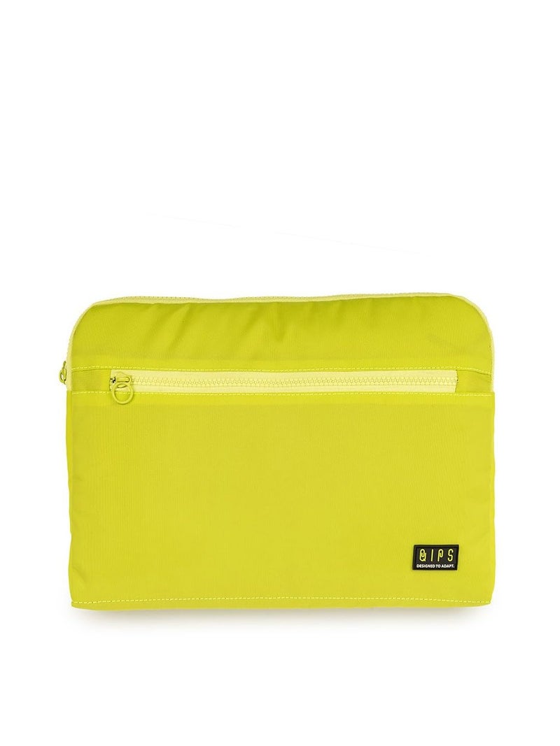 QIPS 14-Inch Laptop Sleeve – Slim PU-Coated Water-Resistant Case with Foam Padding & Front Pocket – Fits MacBook, Dell, Lenovo, HP – Lightweight Sleeve for Work, School & Travel (Neon Green) - Image 1