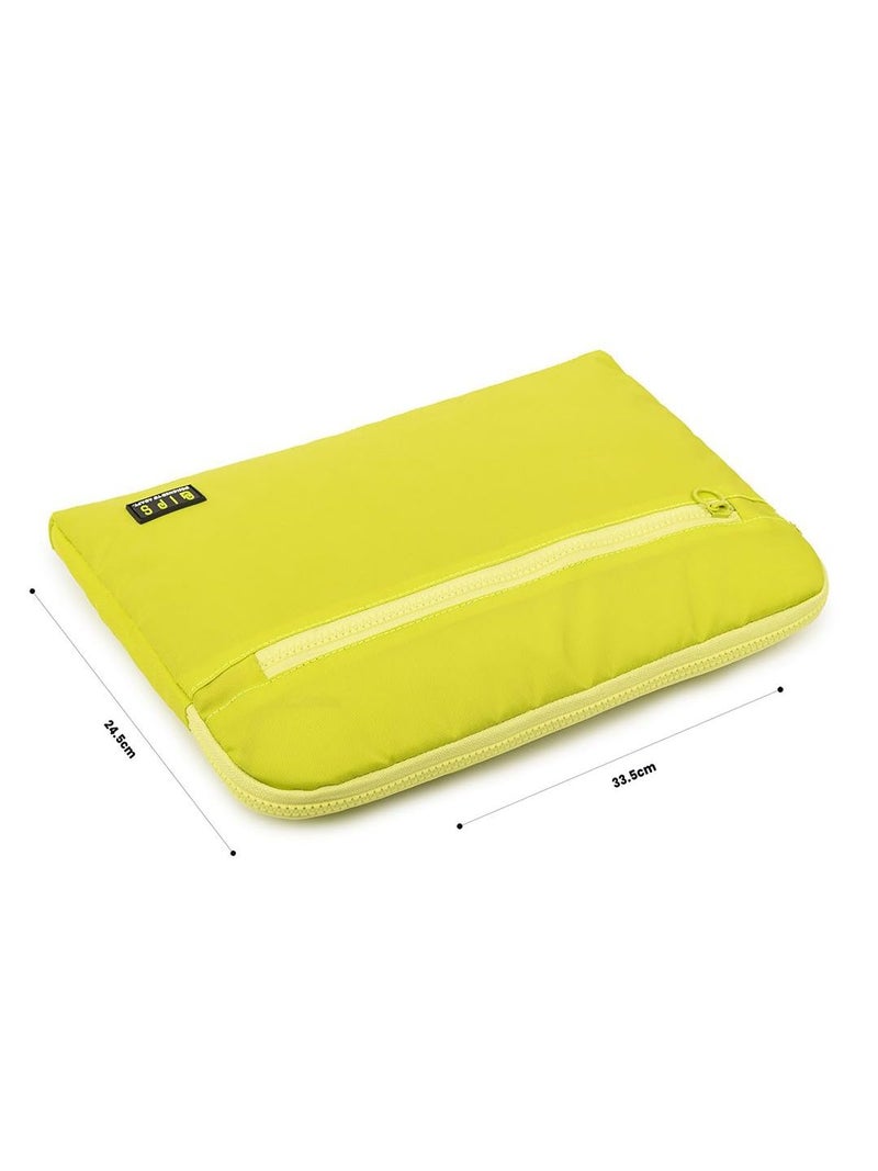 QIPS 14-Inch Laptop Sleeve – Slim PU-Coated Water-Resistant Case with Foam Padding & Front Pocket – Fits MacBook, Dell, Lenovo, HP – Lightweight Sleeve for Work, School & Travel (Neon Green) - Image 3