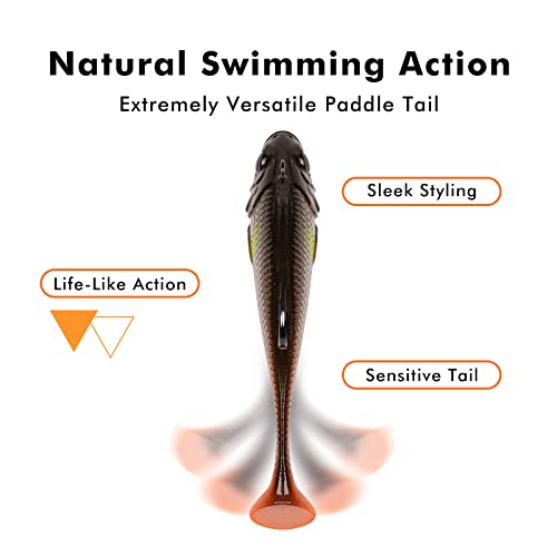 TRUSCEND Pre-Rigged Fishing Jigs, Super Durable Bass Fishing Lures, Well-Made Lifelike Soft Shad Swimbait, MarshSwamp Fishing Lure for Trout Crappie Walleye - Image 3