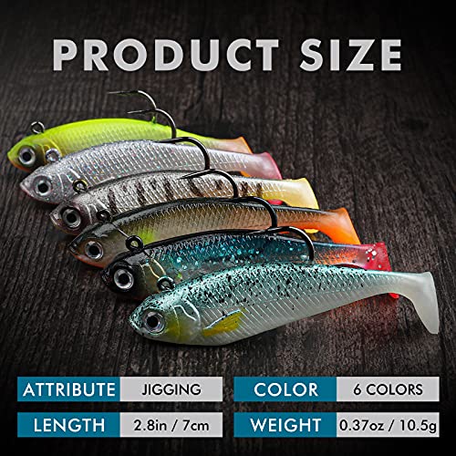 TRUSCEND Pre-Rigged Fishing Jigs, Super Durable Bass Fishing Lures, Well-Made Lifelike Soft Shad Swimbait, MarshSwamp Fishing Lure for Trout Crappie Walleye - Image 5