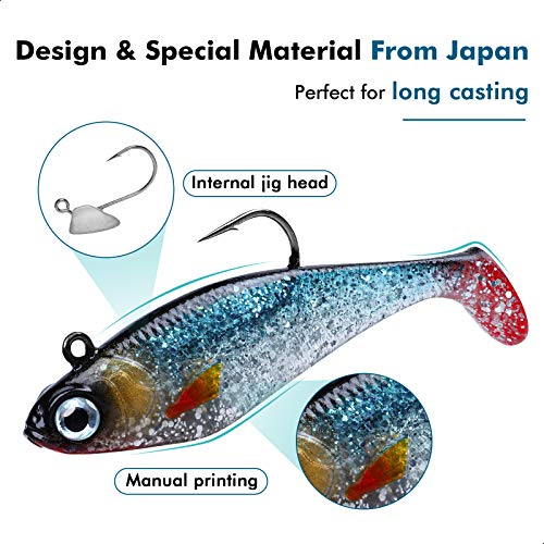 TRUSCEND Pre-Rigged Fishing Jigs, Super Durable Bass Fishing Lures, Well-Made Lifelike Soft Shad Swimbait, MarshSwamp Fishing Lure for Trout Crappie Walleye - Image 4