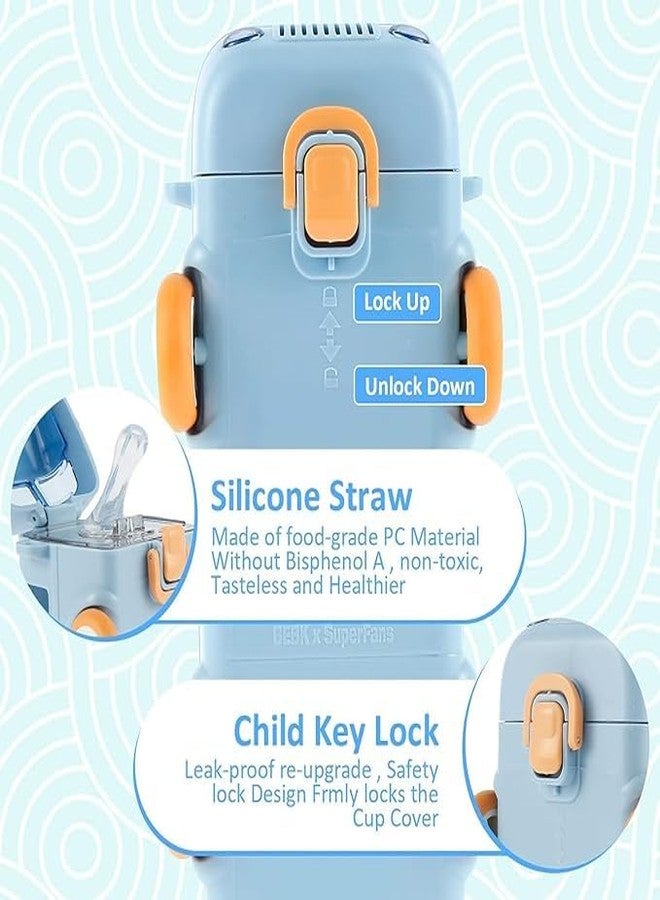 HRDR 500ml Kids Water Bottles with Straw and Shoulder Strap,Removable Bus Shape Water Bottle,Leakproof Portable Kids Cartoon Water Bottle with Stickers Cleaning Brush for Boys Girls School - Image 3