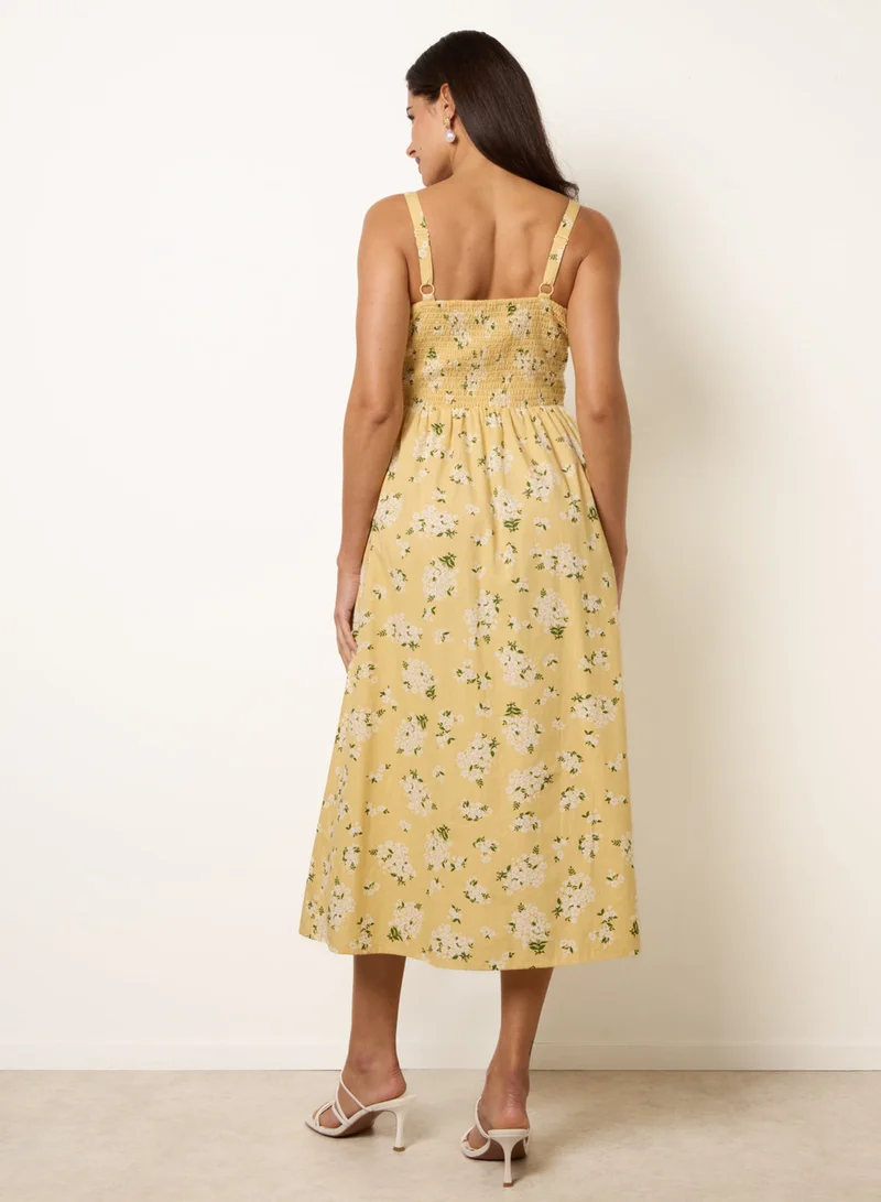 بلو فانيلا Midi Milkmaid Floral Dress