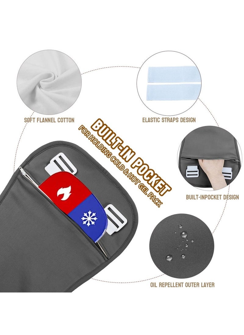 Captaintech - Castor Oil Pack Kit, Wool Flannel Organic Castor Oil Pack Wrap for Waist and Neck and Breasts, with Adjustable Strap and Pocket, Reusable Castor Oil Packs for Liver Detox (Grey Set) - Image 1