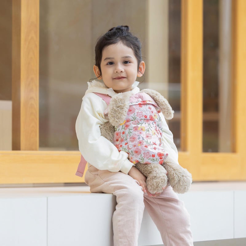 GAGAKU GAGAKU Baby Doll Carrier for Little Girls Baby Carrier for Dolls Reborn Baby Doll Carrier Toddlers 1-3 Years Old Babydoll Carrier - Pink Rose of Sharon  - Image 2