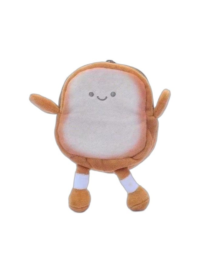 Korean Style Suitable Ins Cute Expression Toast Coin Purse Pendant Plush Storage Bag Japanese Style Creative Women's Small Wallet-Specifications:with Bead Chain - Image 5