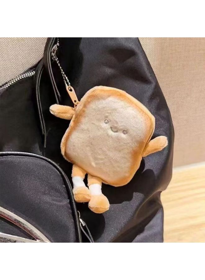 Korean Style Suitable Ins Cute Expression Toast Coin Purse Pendant Plush Storage Bag Japanese Style Creative Women's Small Wallet-Specifications:with Bead Chain - Image 1