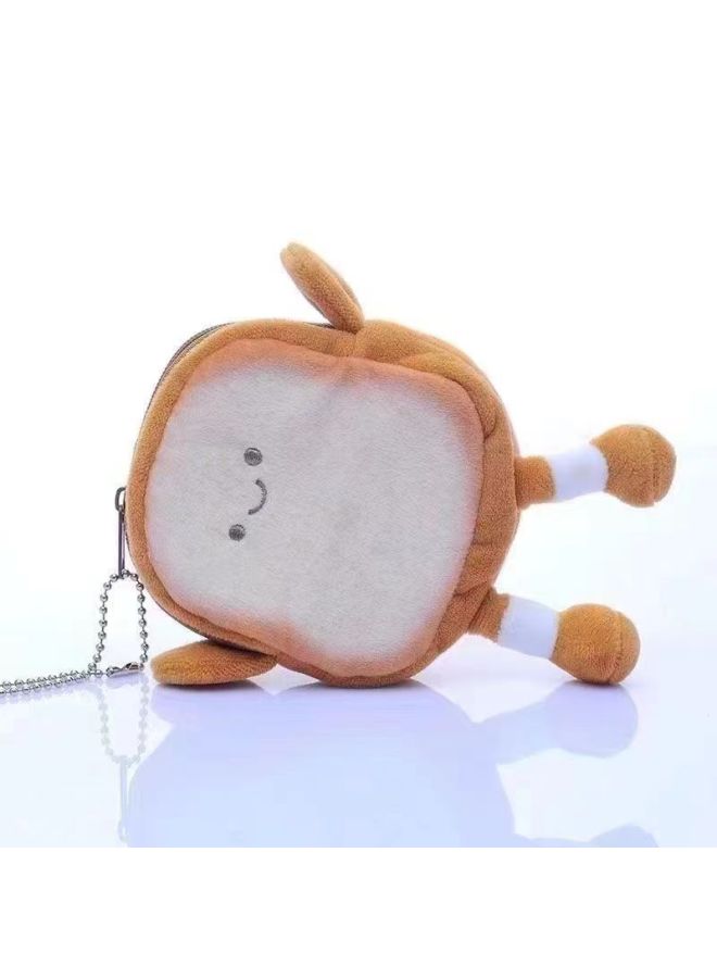 Korean Style Suitable Ins Cute Expression Toast Coin Purse Pendant Plush Storage Bag Japanese Style Creative Women's Small Wallet-Specifications:with Bead Chain - Image 4