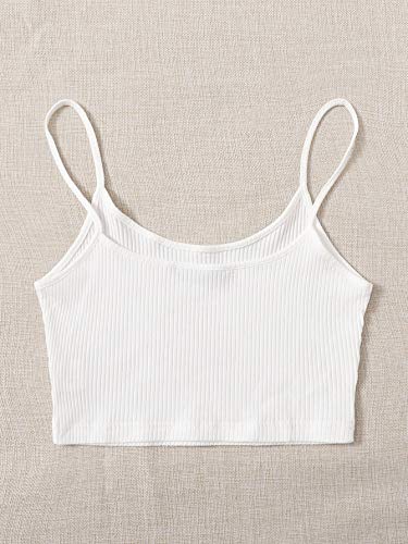 Floerns Women's Sleeveless Camisole Letter Print Crop Cami Top A White M - Image 2
