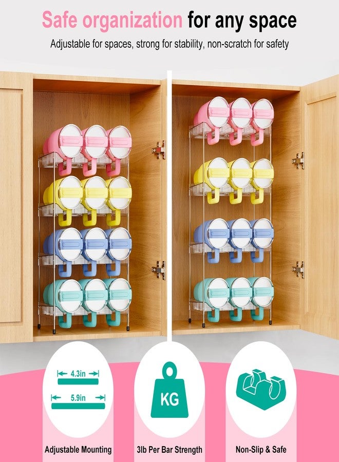 JYPS Reusable Stackable with Handle Compartment Water Bottle Tumbler Organizer for Stanley 40oz with Handle Cup, Stanley Accessories for Pantry, Cabinet & Kitchen Organization and Storage,4 Tier Hold 12 - Image 4