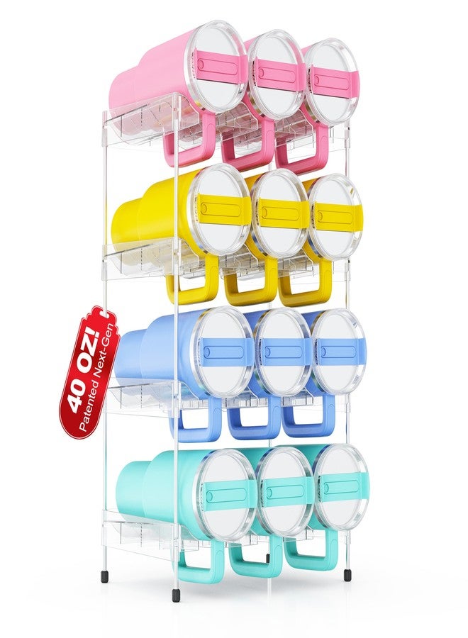 JYPS Reusable Stackable with Handle Compartment Water Bottle Tumbler Organizer for Stanley 40oz with Handle Cup, Stanley Accessories for Pantry, Cabinet & Kitchen Organization and Storage,4 Tier Hold 12 - Image 1