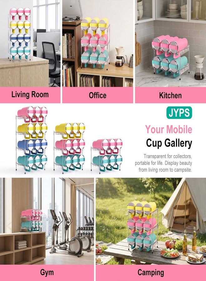 JYPS Reusable Stackable with Handle Compartment Water Bottle Tumbler Organizer for Stanley 40oz with Handle Cup, Stanley Accessories for Pantry, Cabinet & Kitchen Organization and Storage,4 Tier Hold 12 - Image 5