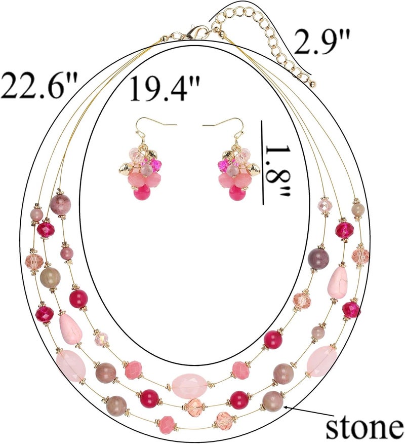 Coiris 3 Layers Illusion Wire Beaded Statement 19.5" Necklace for Women - Image 2