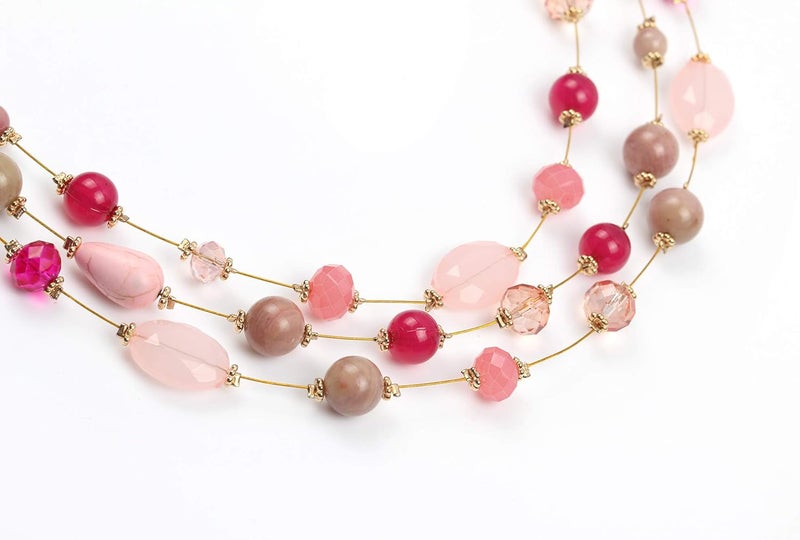 Coiris 3 Layers Illusion Wire Beaded Statement 19.5" Necklace for Women - Image 5