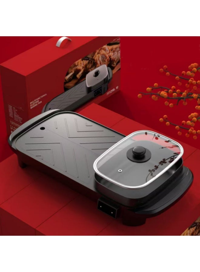 2 in 1 Grill Hot Pot Multifunctional Indoor Teppanyaki Korean BBQ Capacity for 2-5 People - Image 1