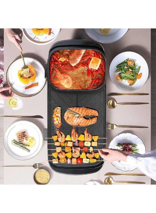 2 in 1 Grill Hot Pot Multifunctional Indoor Teppanyaki Korean BBQ Capacity for 2-5 People - Image 4