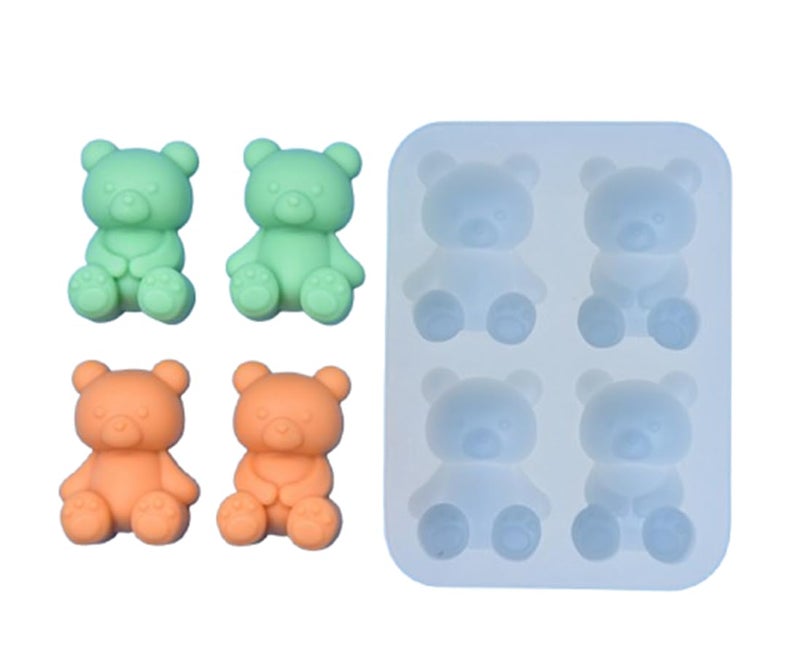 FirstTry Teddy Bear Shape Chocolate Mold I 3D Fondant Bears Silicone Epoxy Cupcake Mold I for DIY Handmade Cake Dcor Candy Ice Cube Polymer Clay Gummy Muffin Soap Resin Candle Making 4 Cavity - Image 1