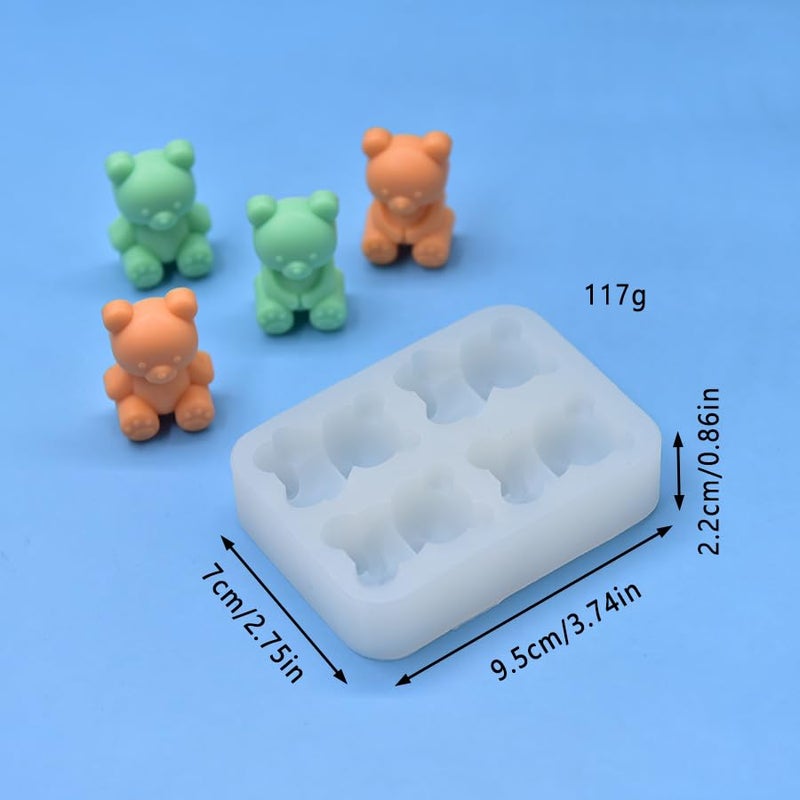 FirstTry Teddy Bear Shape Chocolate Mold I 3D Fondant Bears Silicone Epoxy Cupcake Mold I for DIY Handmade Cake Dcor Candy Ice Cube Polymer Clay Gummy Muffin Soap Resin Candle Making 4 Cavity - Image 2