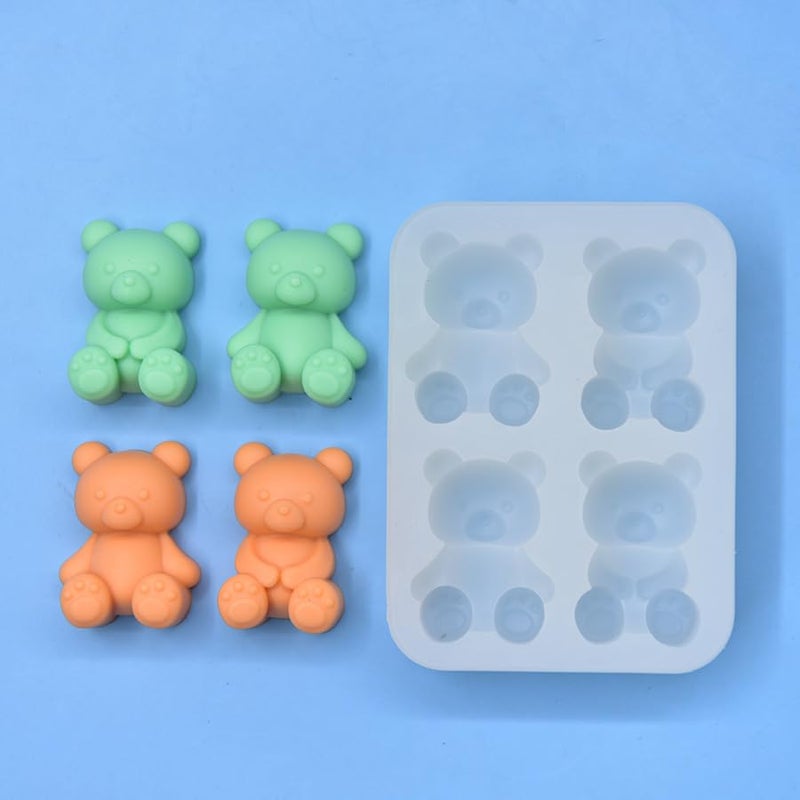 FirstTry Teddy Bear Shape Chocolate Mold I 3D Fondant Bears Silicone Epoxy Cupcake Mold I for DIY Handmade Cake Dcor Candy Ice Cube Polymer Clay Gummy Muffin Soap Resin Candle Making 4 Cavity - Image 4