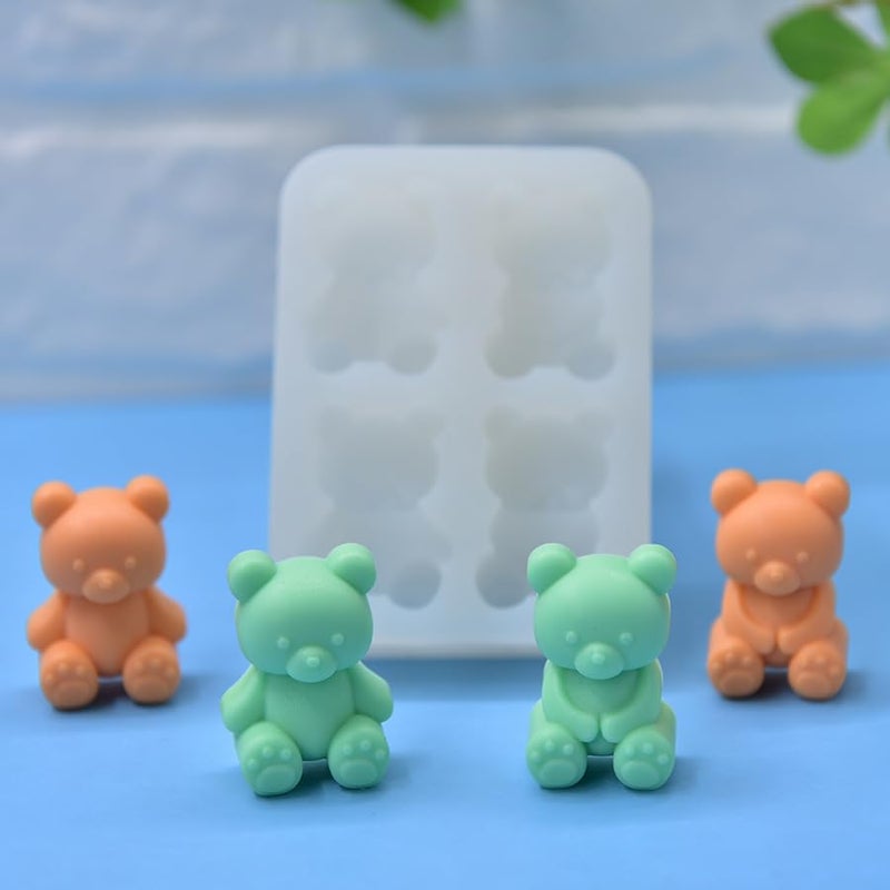 FirstTry Teddy Bear Shape Chocolate Mold I 3D Fondant Bears Silicone Epoxy Cupcake Mold I for DIY Handmade Cake Dcor Candy Ice Cube Polymer Clay Gummy Muffin Soap Resin Candle Making 4 Cavity - Image 5
