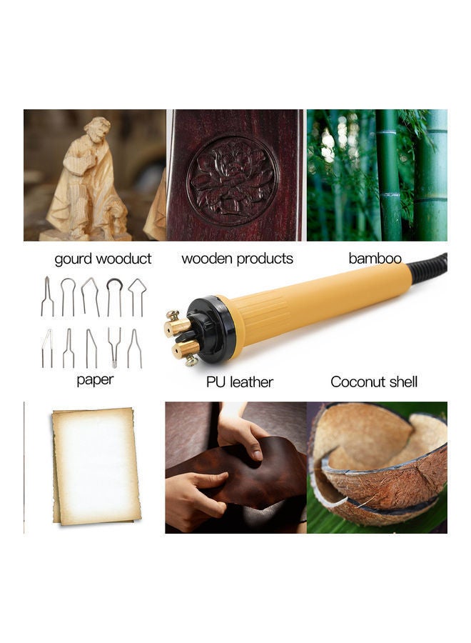 Wood Burner Pyrography Pen Beige/Black 22x19x19.5cm - Image 3