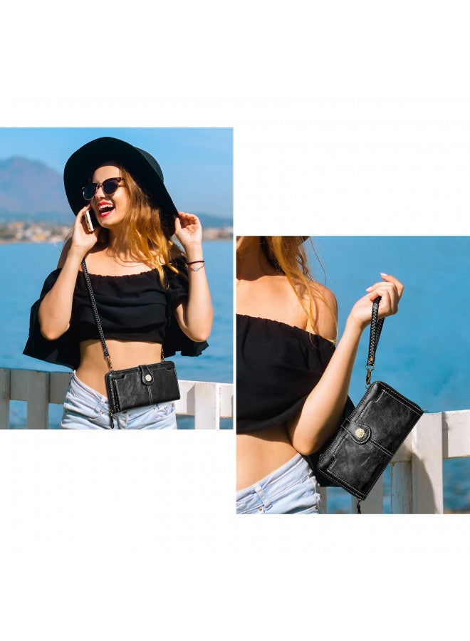 S-ZONE S-ZONE Wristlet Wallets for Women Crossbody Cell Phone Purse RFID Blocking Vegan Leather Clutch Purses with 2 Straps  - Image 1