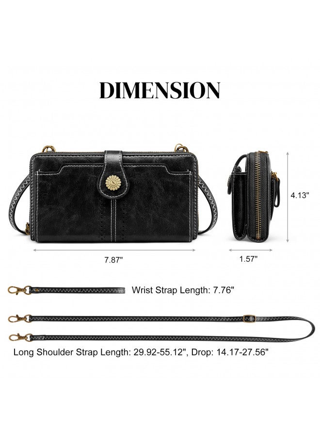 S-ZONE S-ZONE Wristlet Wallets for Women Crossbody Cell Phone Purse RFID Blocking Vegan Leather Clutch Purses with 2 Straps  - Image 2