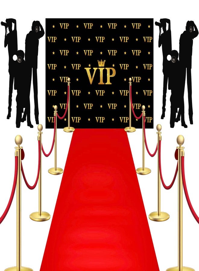 Timtin 6.5 x 5 ft VIP Photography Backdrop Red Carpet Backdrop Film Movie Banner Paparazzi Props Party Accessory and Runner Red Carpet Runner 2.6 x 15 ft with Carpet Tape for Theme Party Decorations - Image 1
