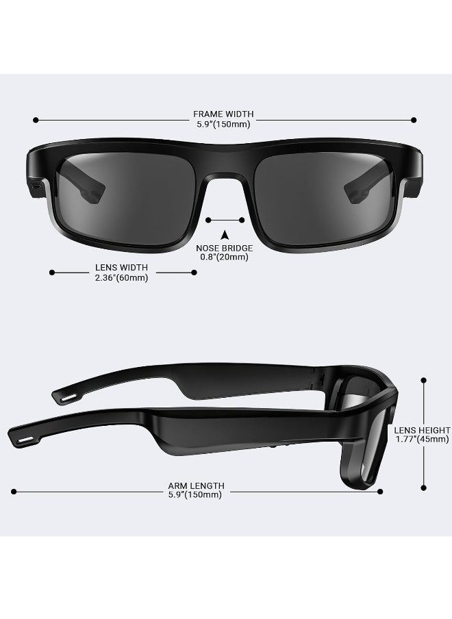 Topleo Smart Glasses, Polarized Bluetooth Sunglasses, Built-in Mic and Speakers, Voice Assistant, UV Protection Audio Sun Glass  - Image 2