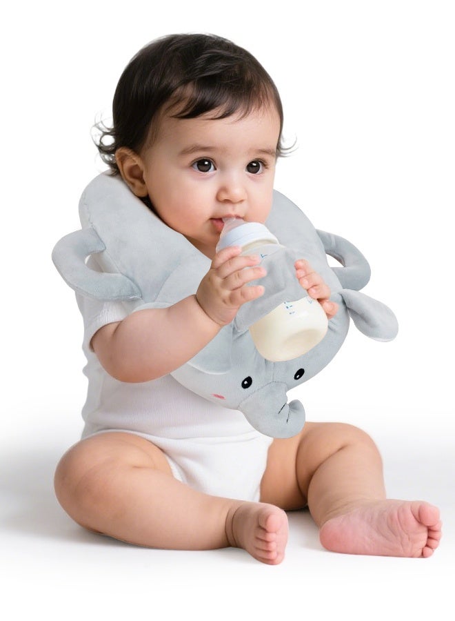 vocheer Bottle Holder for Baby, Baby Self Bottle Feeding Pillow，Baby Bottle Holder Hands Free Feeding, Adjustable Nursing Pillow, Essentials for Newborns and Twins, Elephant - Image 1