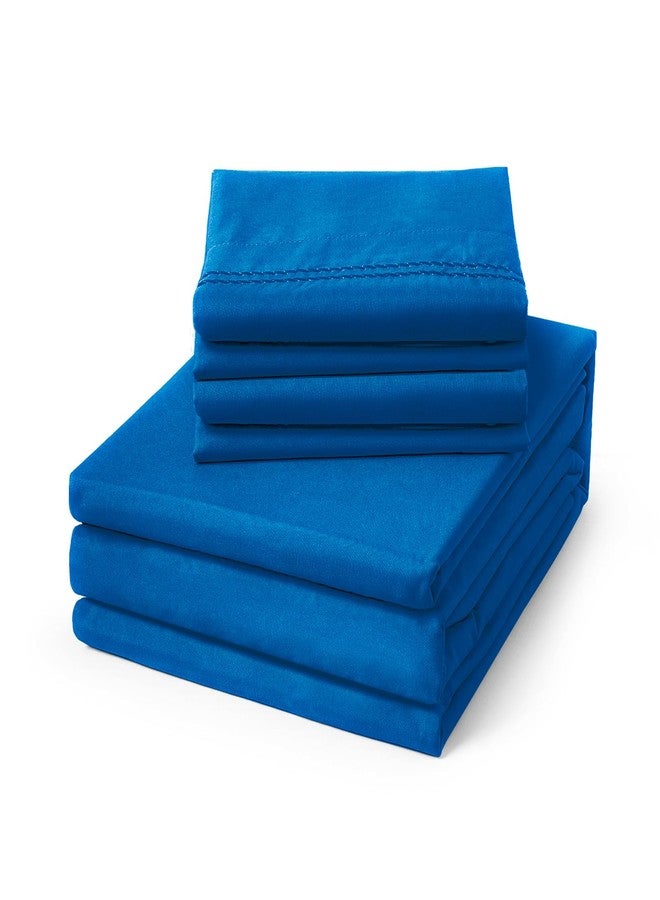 ClevaHome Queen Size Sheets - 6 Piece Soft Breathable Luxury Bed Sheet Set - Shrinkage & Fade Resistant Embroidered Bedding Sheet with 14-inch Deep Pocket, 2 Extra Pillowcases (Queen, Royal Blue) - Image 2
