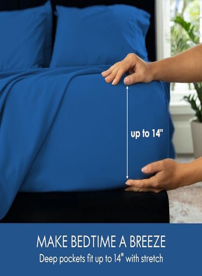 ClevaHome Queen Size Sheets - 6 Piece Soft Breathable Luxury Bed Sheet Set - Shrinkage & Fade Resistant Embroidered Bedding Sheet with 14-inch Deep Pocket, 2 Extra Pillowcases (Queen, Royal Blue) - Image 3