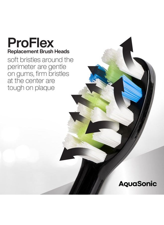 Aquasonic - AquaSonic Proflex Replacement Brush Heads | for Whiter Teeth & Gum Care | Compatible with Many AquaSonic Toothbrush Handles (3 Pack Black) - Image 1