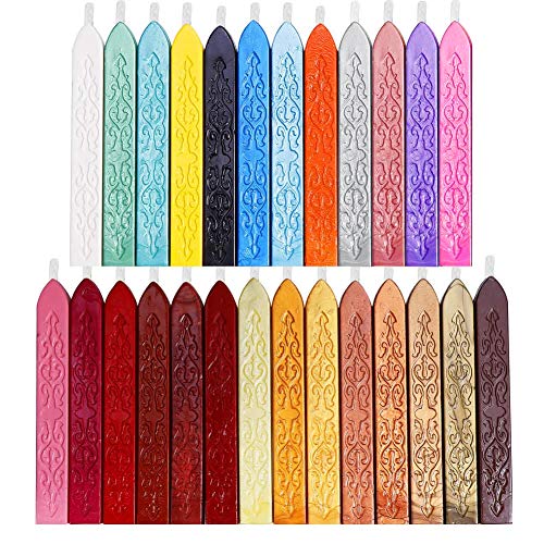 Anezus 26Pcs Antique Sealing Wax Sticks with Wicks for Postage Letter Retro Vintage Wax Seal Stamp Assorted Colors - Image 1