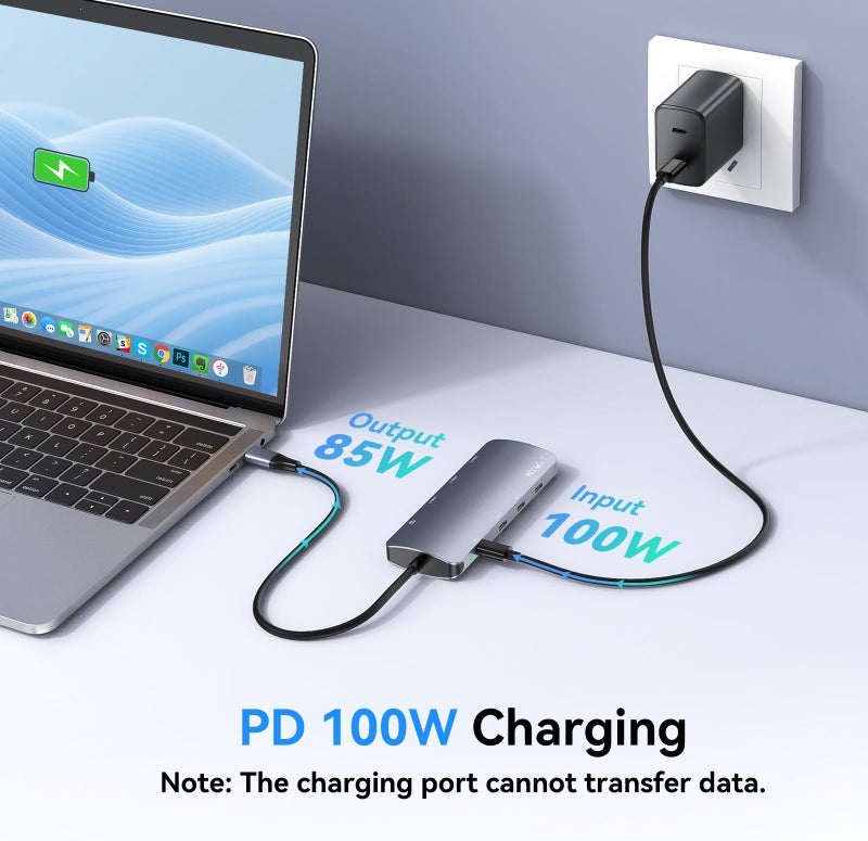 Rytaki Pro USB C Hub 10Gbps, USB C Splitter with 4K@60Hz Video Output, 100W PD Charging, Data Transfer, USB4 Multiport Dongle Adapter Extender for MacBook Pro/Air, iPad Pro, Dell, HP and More Type C Devices - Image 5