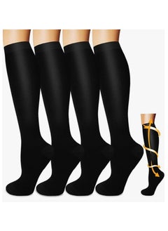 OASIS-TH Compression Socks, 4 Pairs for Women and Men, 20-30 mmHg is Best for Athletic, Travel, Running, Fitness, Reduce Calf Pain Faster Recovery L/XL  - Image 1
