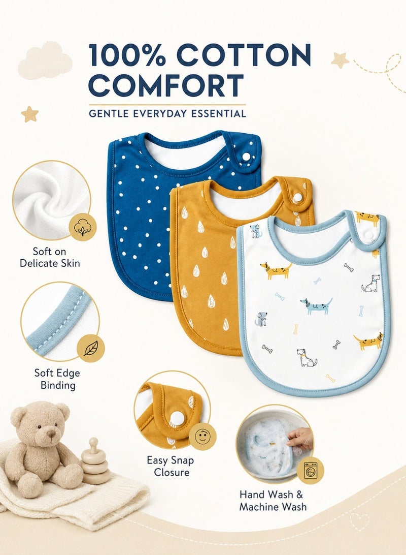 insular 3 Pack Baby Bibs, 100% Cotton Drool Bibs for Newborns and Infants, Soft Absorbent Teething Bibs, Adjustable Snap Feeding Bibs, Unisex Baby Bandana Bibs for Boys and Girls, Machine Washable - Image 4