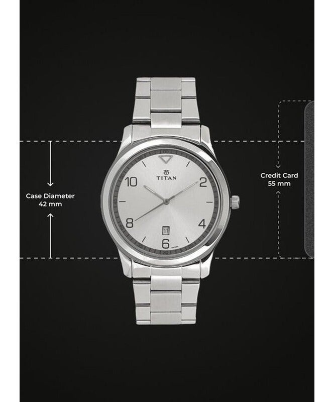 Titan Workwear White Dial Analog with Date Stainless Steel Strap watch for Men 1770sm01 - Image 3