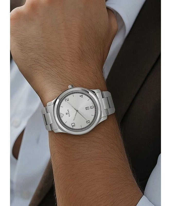 Titan Workwear White Dial Analog with Date Stainless Steel Strap watch for Men 1770sm01 - Image 5