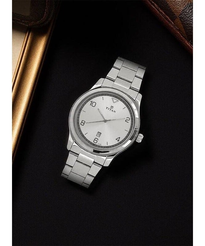 Titan Workwear White Dial Analog with Date Stainless Steel Strap watch for Men 1770sm01 - Image 2