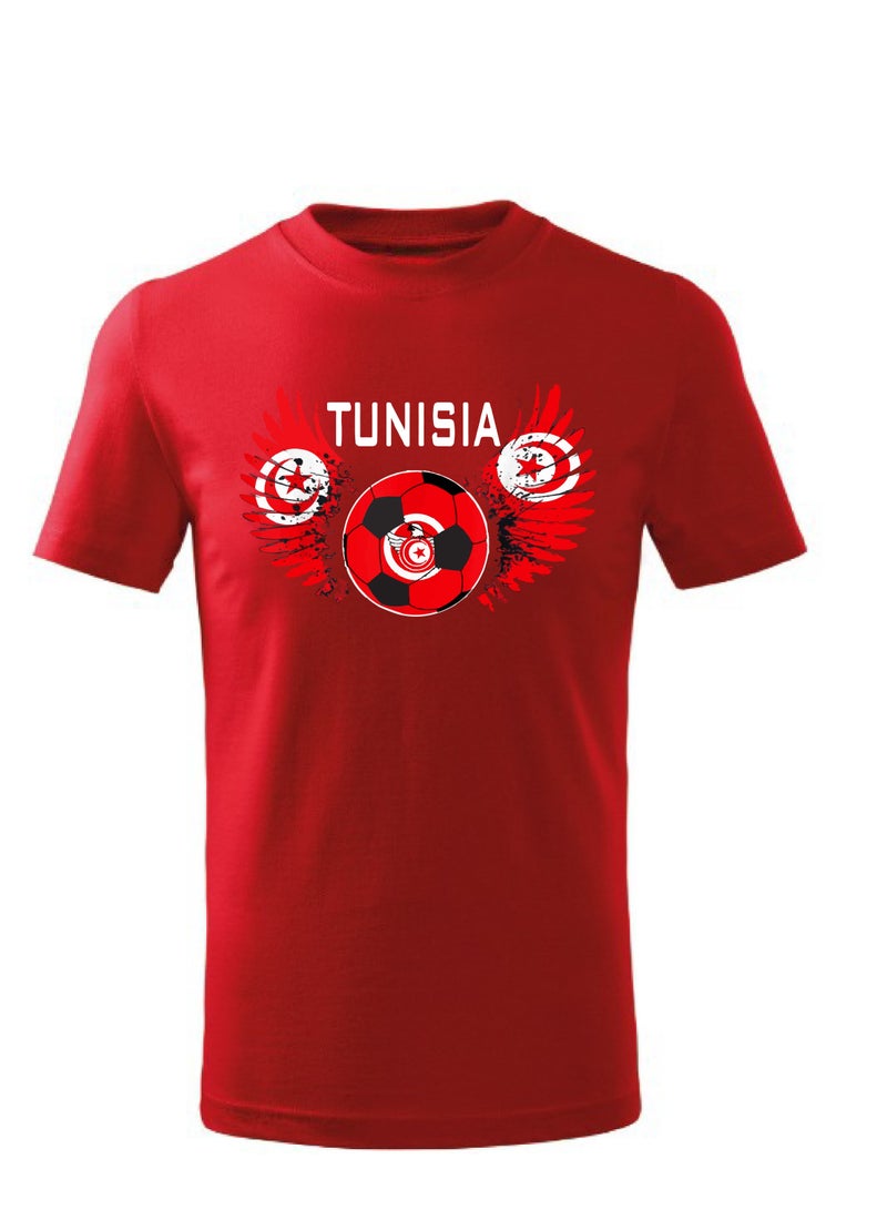 Tunisia Football Team World Fans printed T shirts Supporting The Team Football Team Jersey T shirts For Men | Women | Kids to win the cup (Red)  - Image 1
