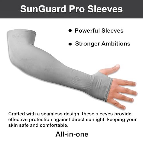 SNMMIFER UV Protection Arm Sleeves with Thumb Holes, Nylon Sun Protection Hand Cover for Running and Cycling, Unisex (1 Pair-Grey) - Image 2