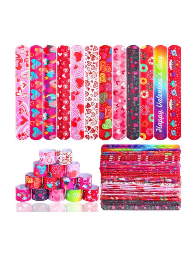 Red And White Valentine's Day Series Clap With Non-infringing PVC Clap Ring Bracelet Slapbracele-Color:12 Pieces Per Pack-Specifications:12 Types Of Valentine's Day  - Image 1